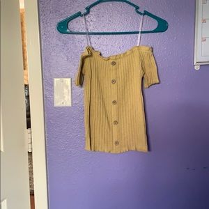 yellow button off the shoulder top